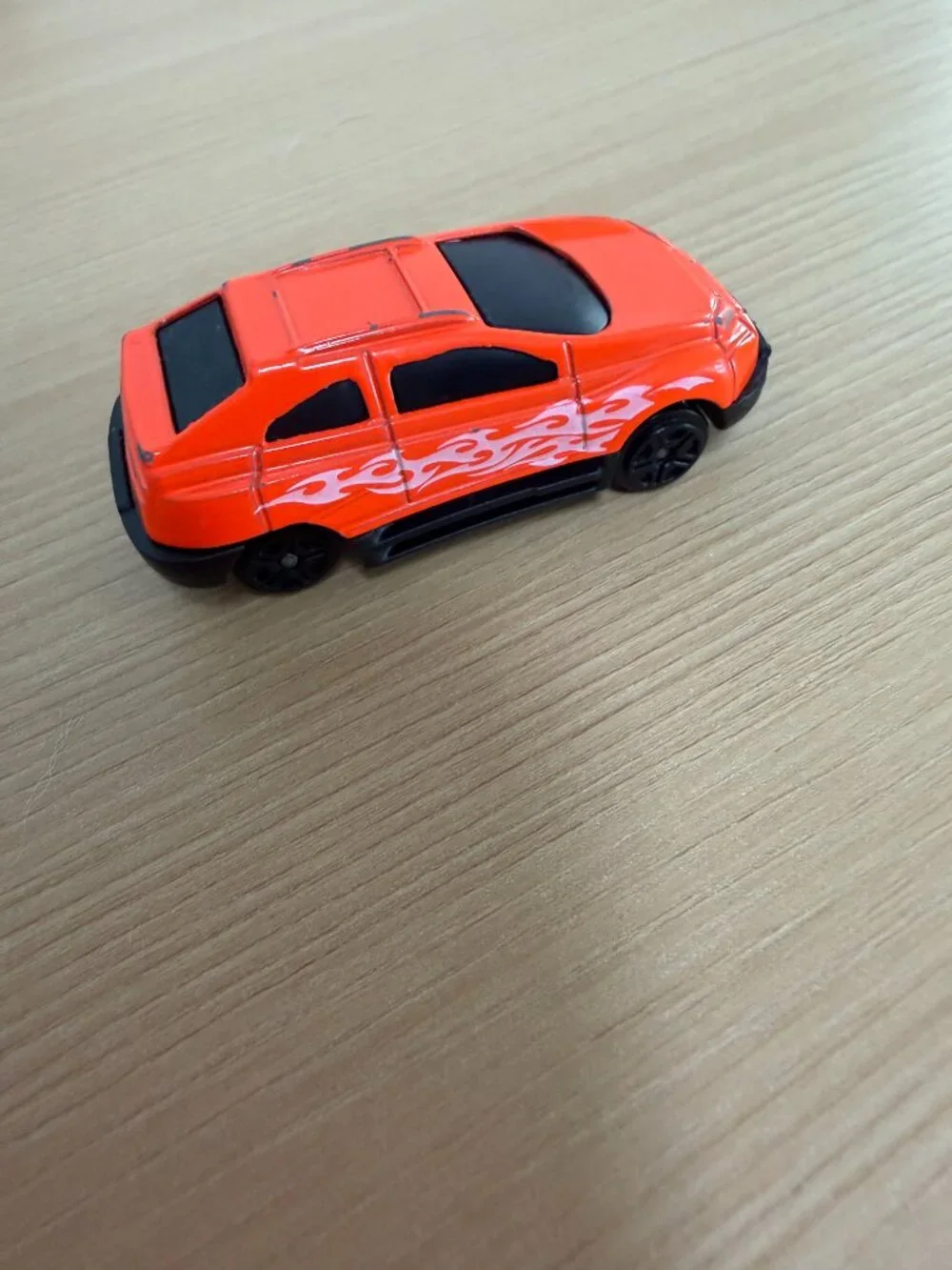 Orange SUV Toy with White Flames Kids Diecast Vehicle for Pretend Play - Picture 3 of 6